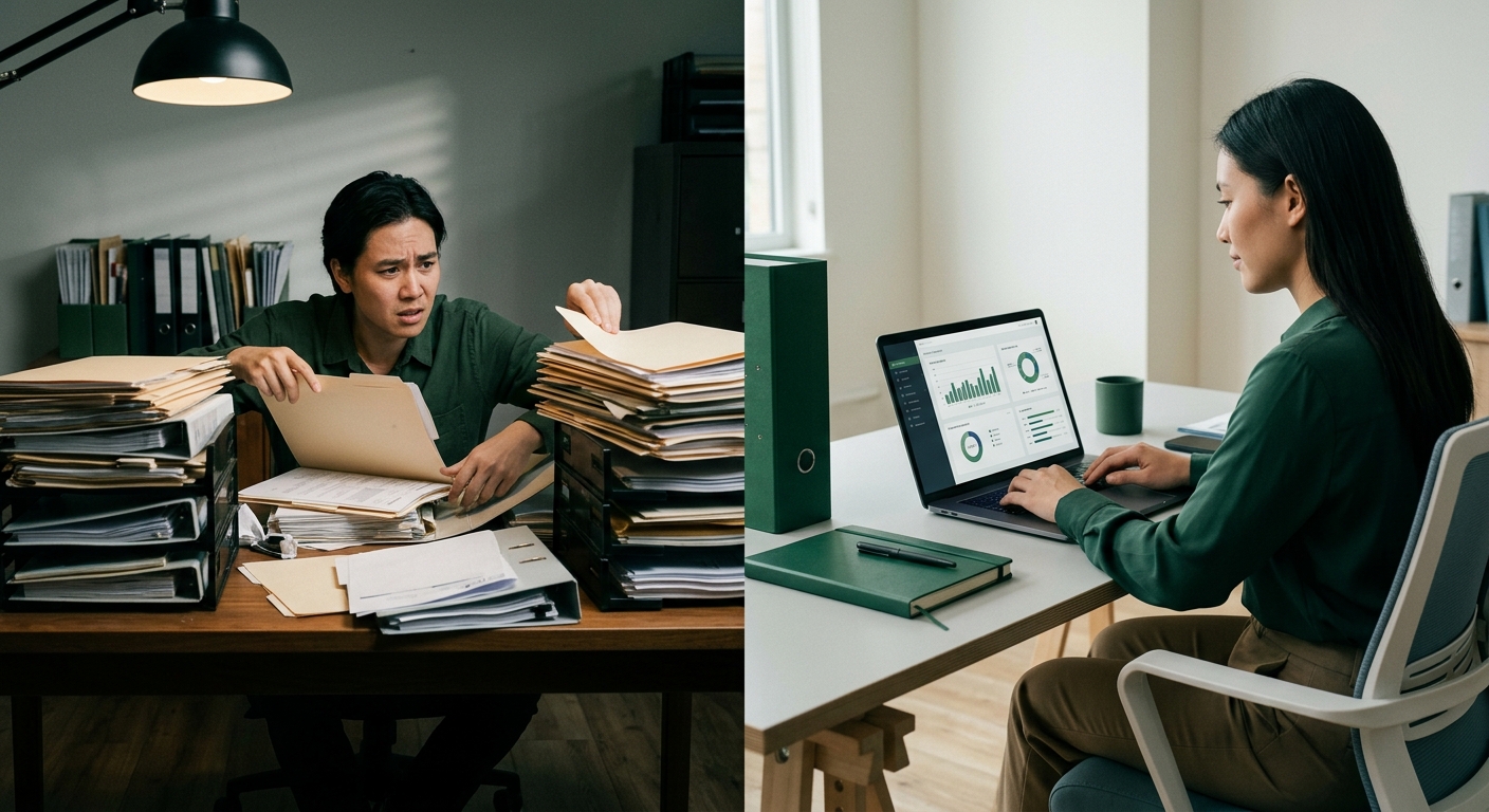 Tableau comparatif : Gestion manuelle des dossiers VS Solution Phenixity