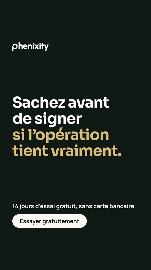 Phenixity : sachez avant de signer si l'opération tient vraiment. 14 jours d'essai gratuit, sans carte bancaire.